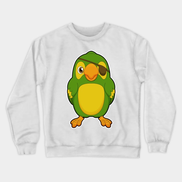 Parrot as Pirate with Eyepatch Crewneck Sweatshirt by Markus Schnabel